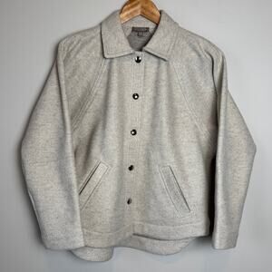 Lilla P Grey Wool Blend Full Zip Jacket Women's Size XS Extra Small Shacket Luxe